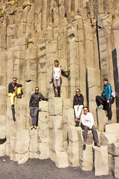 People on Gardar Basalt Cliffs, Reynisfjara Beach, Vík í Mýrd